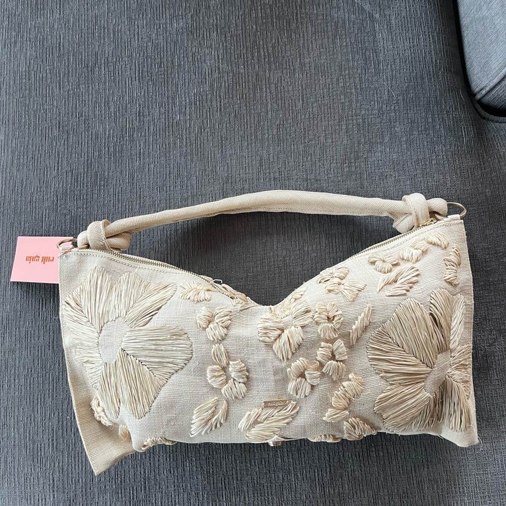 NWT CULT GAIA Hera Large Shoulder Bag Raffia/Natural